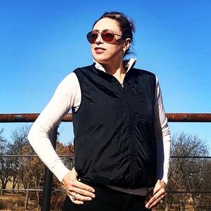 Black and White Silk Reversible Puffer Vest